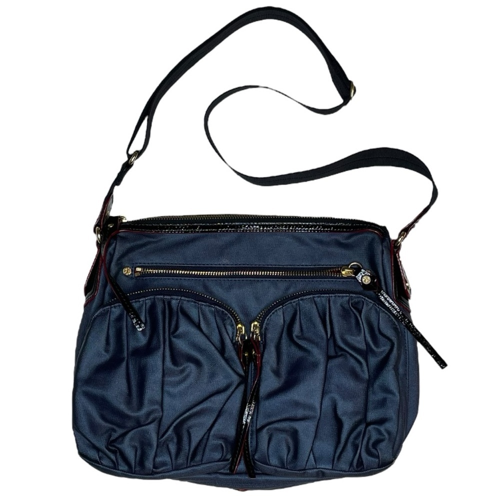 MZ Wallace Paige crossbody purse/bag. Navy blue shimmer